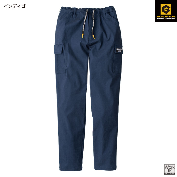 グラディエーター ストレッチ カーゴパンツ 軽い 春夏 秋冬 ウエストゴム 無地 テーパード スリム チノパン チノパンツ 作業ズボン 作業着 作業服 メンズ レディース 大きいサイズ GLADIATOR コーコス cc-g2005