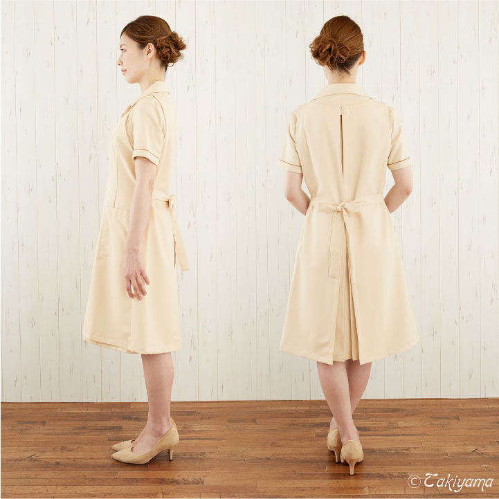 シロタコーポレーション エプロン ライトベージュ ブラック 透け防止 なめらかストレッチ エステ ネイル 美容部員 サロンスタッフ 歯科衛生士 クリニック 受付 医療系 制服 ユニフォーム シロタ sc-e3097