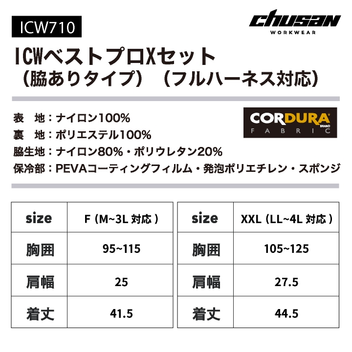CHUSAN 水冷服 フルセット 水冷ベスト 春夏 メンズ レディース 保冷剤