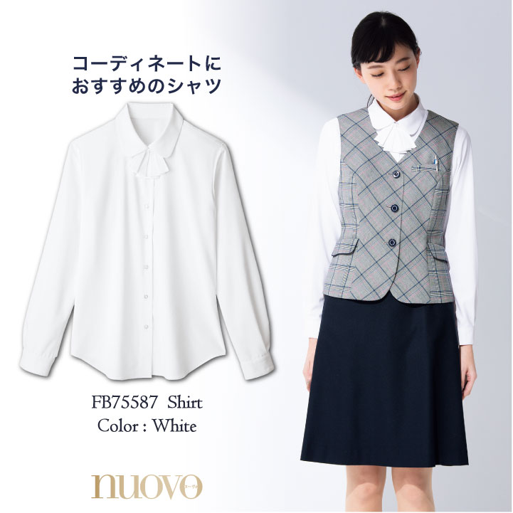 ベスト チェック柄 リボン型ホルダーループ付 レディース 事務服