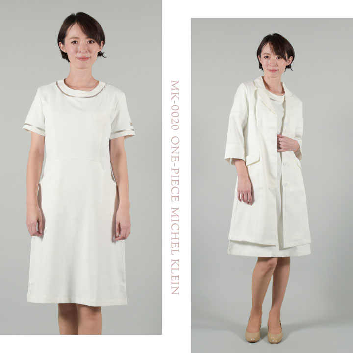 [即日出荷] MICHEL KLEIN ミッシェルクラン MK-0020 ワンピース 制服 ユニフォーム 医療 エステ 介護 事務 受付 チトセ 半袖 ストレッチ ct-mk0020