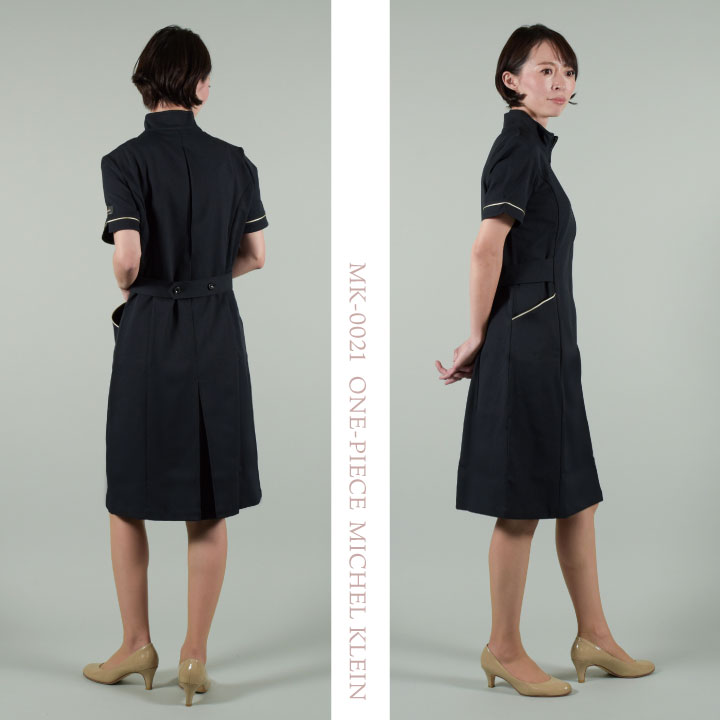 MICHEL KLEIN ミッシェルクラン MK-0021 ワンピース 制服 ユニフォーム 医療 エステ 介護 事務 受付 チトセ 半袖 ストレッチ ct-mk0021