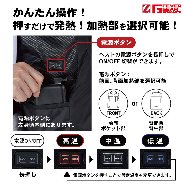 自重堂 電熱ベスト バッテリーセット 秋冬 防寒着 Z-DRAGON バッテリー