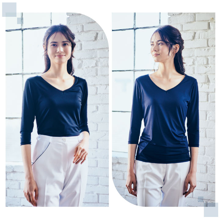 O.C.M.D. インナー Tシャツ 防菌 防臭 吸汗 速乾 ストレッチ 医療制服 医療 かわいい シンプル ナース レディース 住商モンブラン [ネコポス] sm-om901