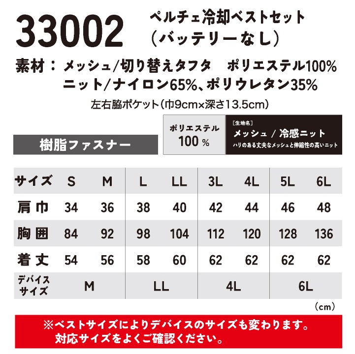 【新品】ペルチェベスト10個 保証書付き ジーベック ペルチェ 冷却ベスト 33016 最新 2025 ペルチェ