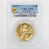 2015 ����ꥫ �ϥ���꡼�� ��ͳ�ν��� ��Хƥ� 100�ɥ� ��� 1���� ̤���� PCGS MS70 FS ������ �ǹ���� ����̤������