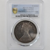 �������� 1847 �ѹ� �ӥ��ȥꥢ���������å����饦�� 1���饦�� ��� �ץ롼�� PCGS PR61 UNDECIMO  EDGE