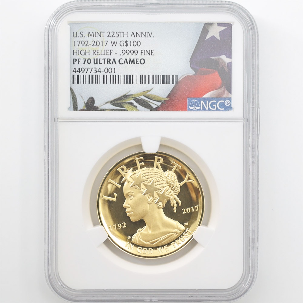 2017 アメリカ ハイレリーフ 自由の女神 米国造幣局225周年記念 100ドル 金貨 1オンス プルーフ NGC PF 70 UC 最高鑑定  完全未使用品 2019 ベスト・ゴールド・コイン | 米国,米国 金貨 | 株式会社世界コイン