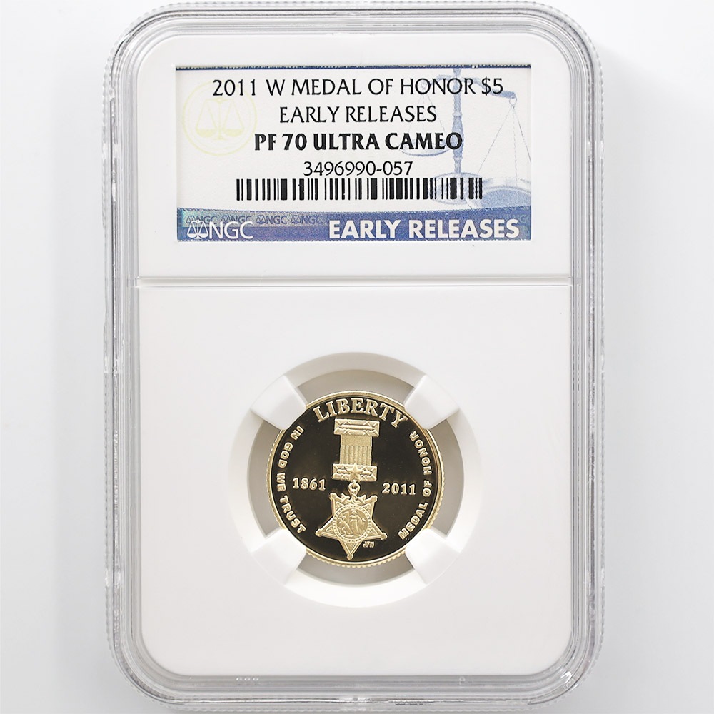 委託販売 2011 アメリカ 名誉勲章 5ドル 金貨 プルーフ NGC PF 70 UC ER 初鋳版 最高鑑定 完全未使用品 | 委託販売,金貨 |  株式会社世界コイン