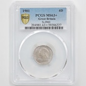 �������� 1901 �ѹ� �ӥ��ȥꥢ 6 �ڥ� ��� �ץ롼�� PCGS MS 63�� ̤������