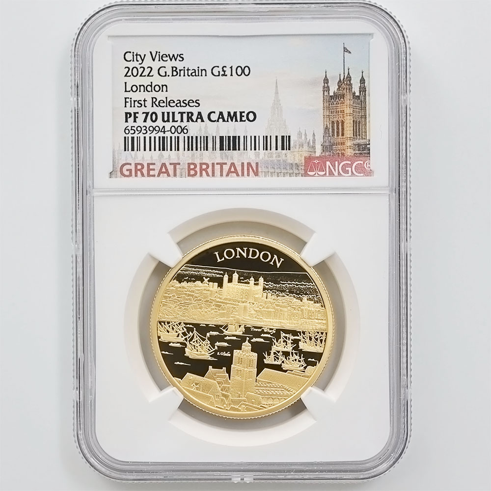 2022 英国 エリザベス2世 都市景観 ロンドン 100ポンド 金貨 1
