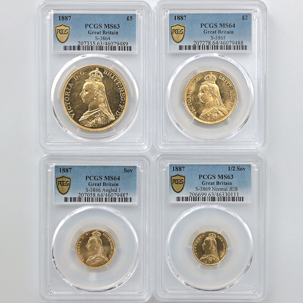1887 英国 ヴィクトリア女王 ジュビリーヘッド 金貨4種 フルセット