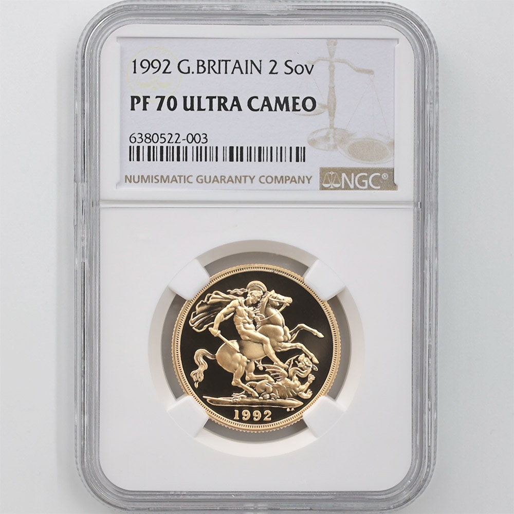 1992 英国 エリザベス2世 ソブリン 2ポンド 金貨 プルーフ NGC PF 70 UC 最高鑑定 完全未使用品 聖ジョージ竜退治 イギリス 金貨  | 英国,英国 金貨 | 株式会社世界コイン
