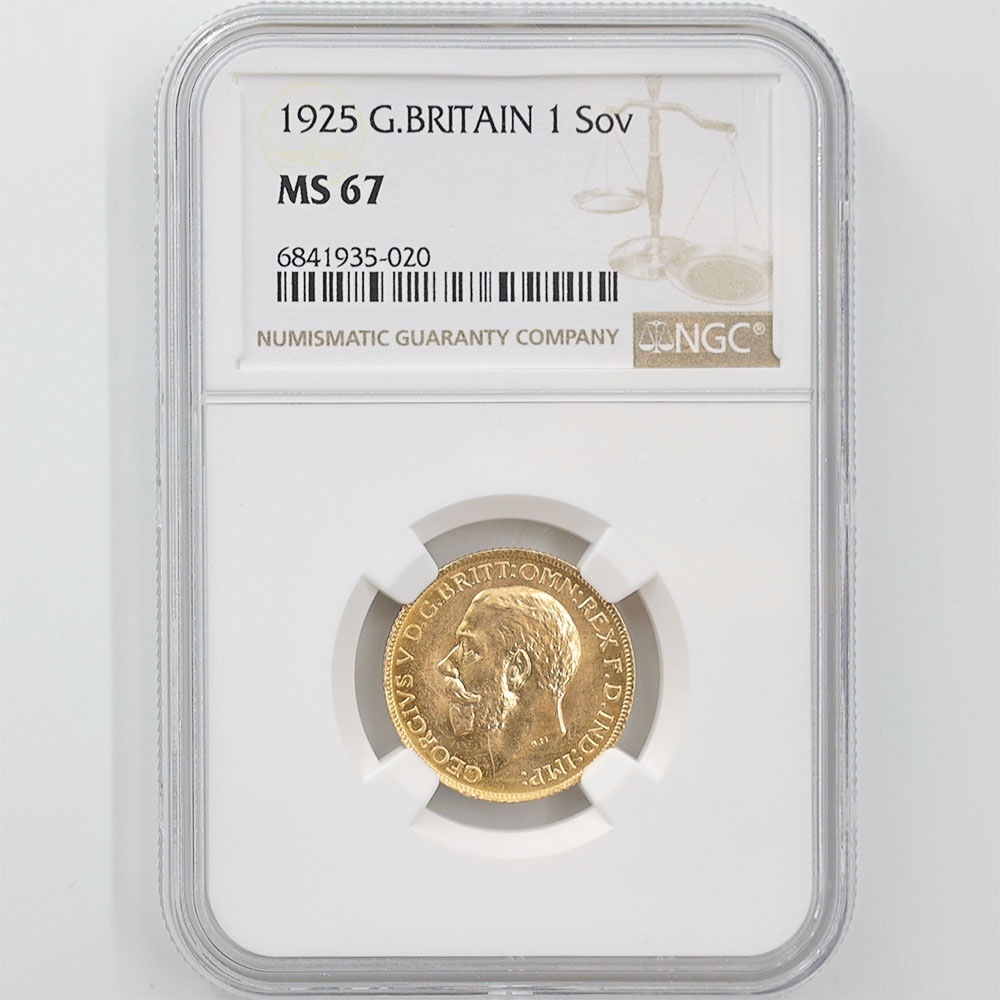 委託販売 1925 英国 ジョージ5世 ソブリン 1ポンド 金貨 未使用 NGC MS