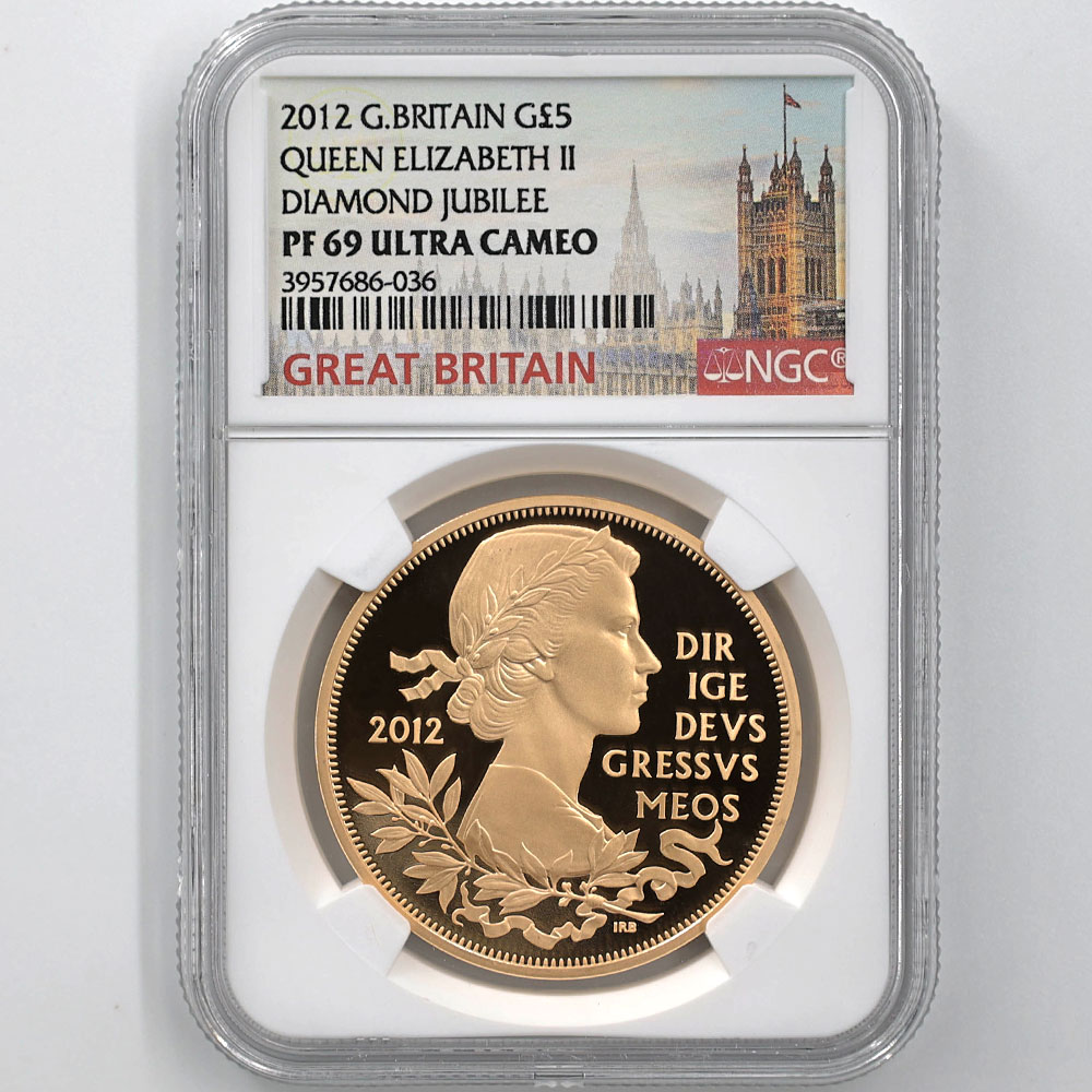 2012 ダイヤモンドジュビリー 5ポンドプルーフ銀貨 NGC PF69UC