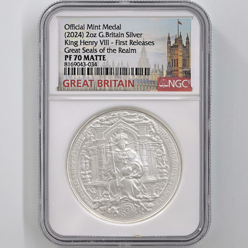 イギリス ヘンリー8世 銀メダル NGC鑑定済み プルーフマット 最高鑑定 イギリス ヘンリー8世 銀メダル NGC鑑定済み プルーフマット