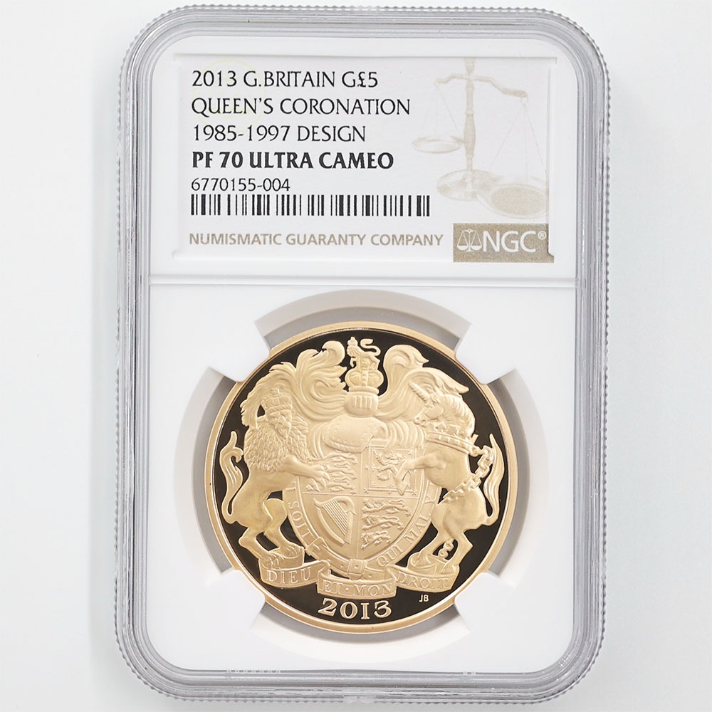委託販売 2013 英国 エリザベス2世 戴冠60周年記念 5ポンド 金貨 プルーフ 第3肖像 (1985-1997) NGC PF 70 UC  最高鑑定 完全未使用品 【ポイント・クーポン利用対象外】 | 委託販売,金貨 | 株式会社世界コイン