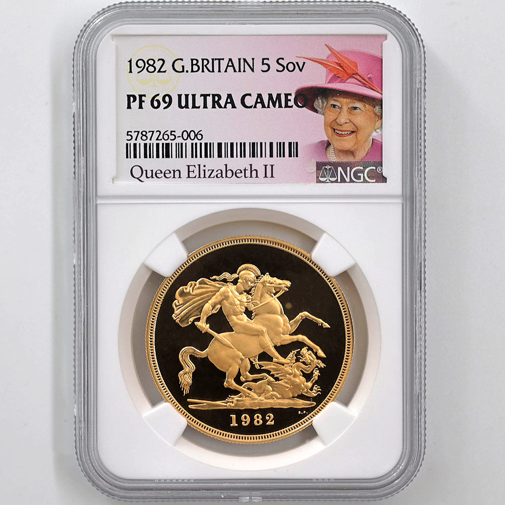 NGC準最高鑑定☆1982年イギリス1/2ソブリンプルーフ金貨☆PF69UC