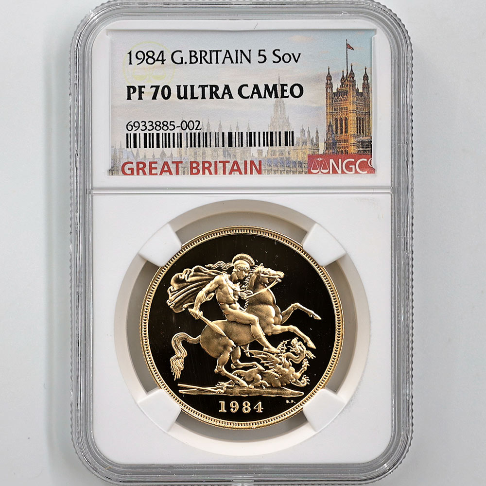 1984 英国 エリザベス2世 ソブリン 5ポンド（5ソブリン）金貨 プルーフ