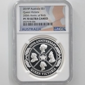 2019 �������ȥ�ꥢ �������ȥꥢ��������200��ǯ��ǰ 1��ɥ� ��� 1���� �ץ롼�� NGC PF 70 UC �ǹ���� ����̤������ ��Ȣ��