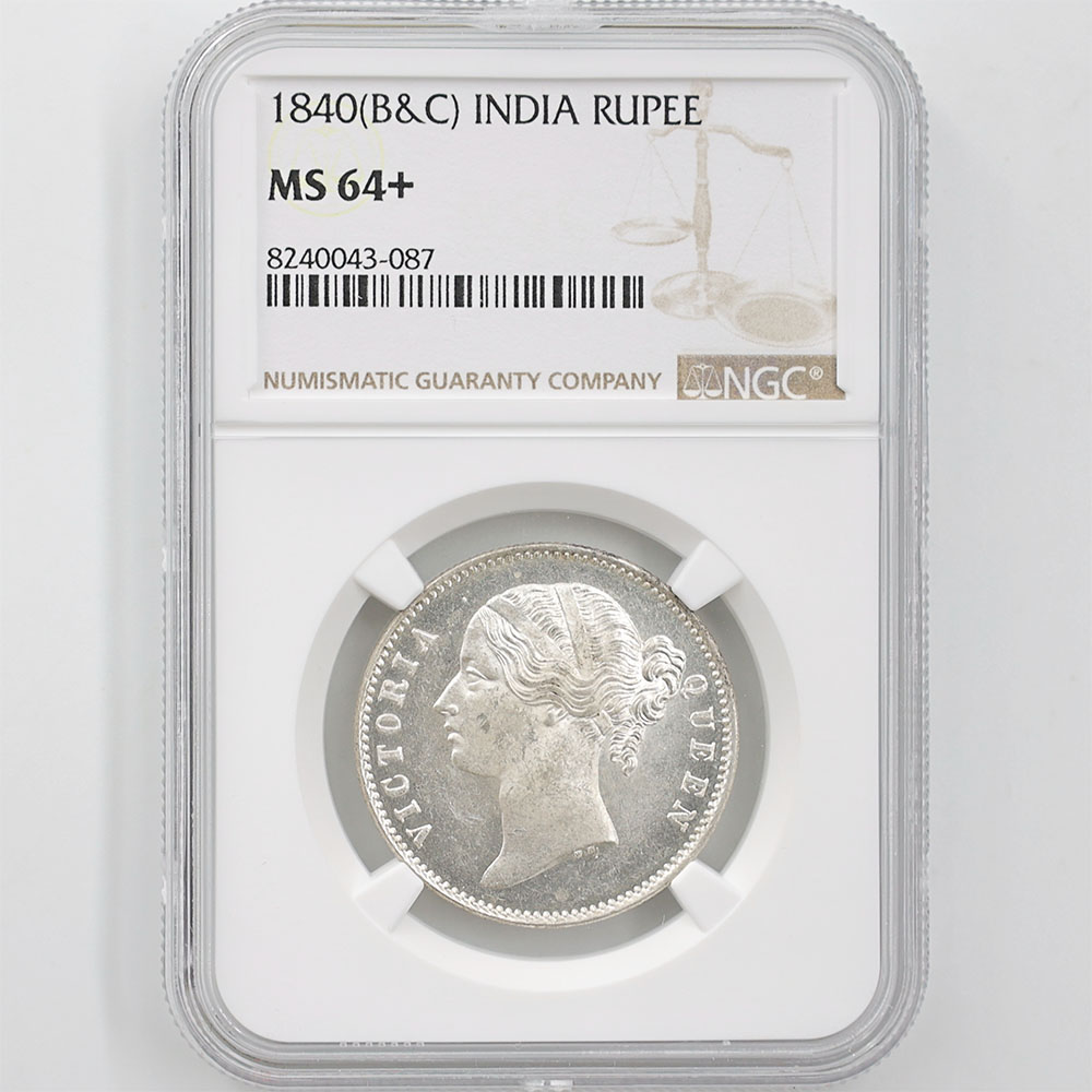 1840年 英領インド銀貨 1ルピー ヴィクトリア SV917 NGC鑑定済 1840(B&C) イギリス領インド ヴィクトリア女王 1ルピー 銀貨 未使用