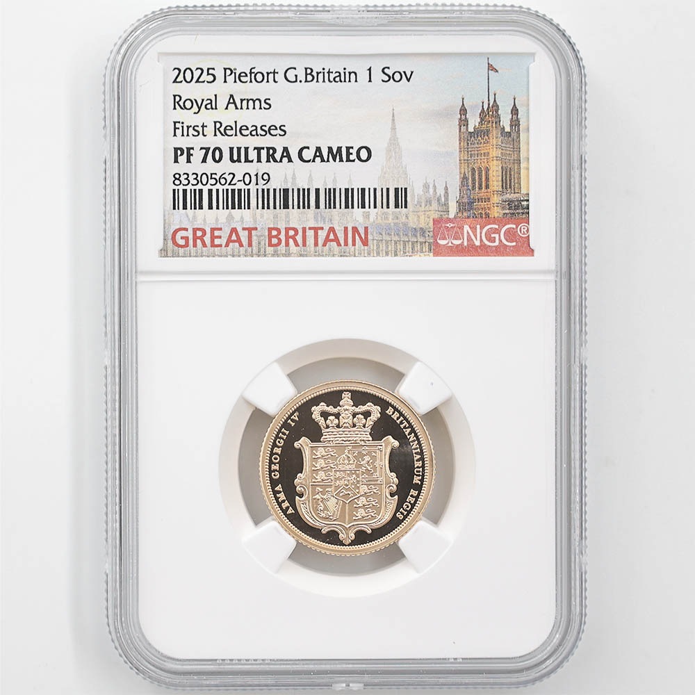 2025 英国 チャールズ3世 ソブリン 1ポンド ピエフォー 王室紋章 金貨 プルーフ NGC PF 70 UC FR 初鋳版 最高鑑定  完全未使用品 元箱付 イギリス 金貨 | 英国,英国 金貨 | 株式会社世界コイン