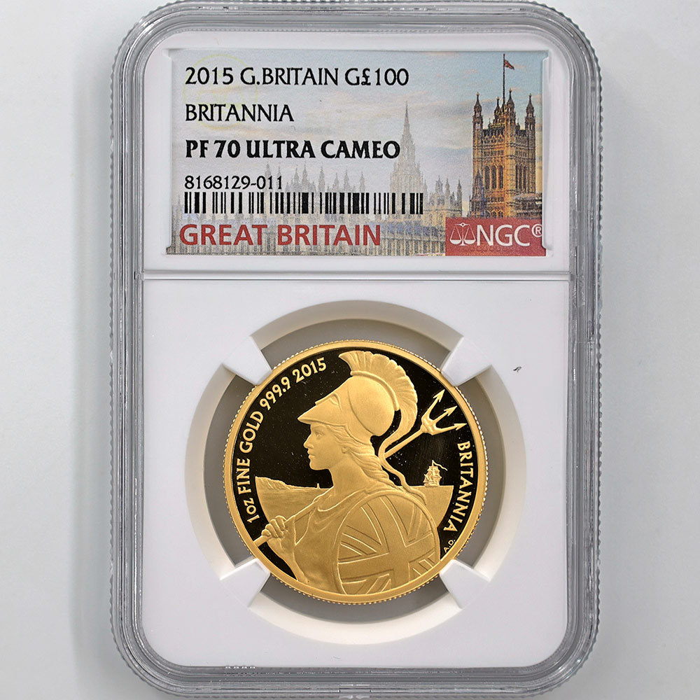 2015 英国 ブリタニア 100ポンド 金貨 1オンス プルーフ NGC PF