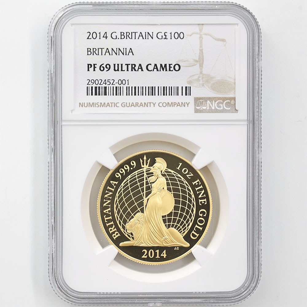 委託販売 2014 英国 ブリタニア 100ポンド 金貨 1オンス プルーフ NGC