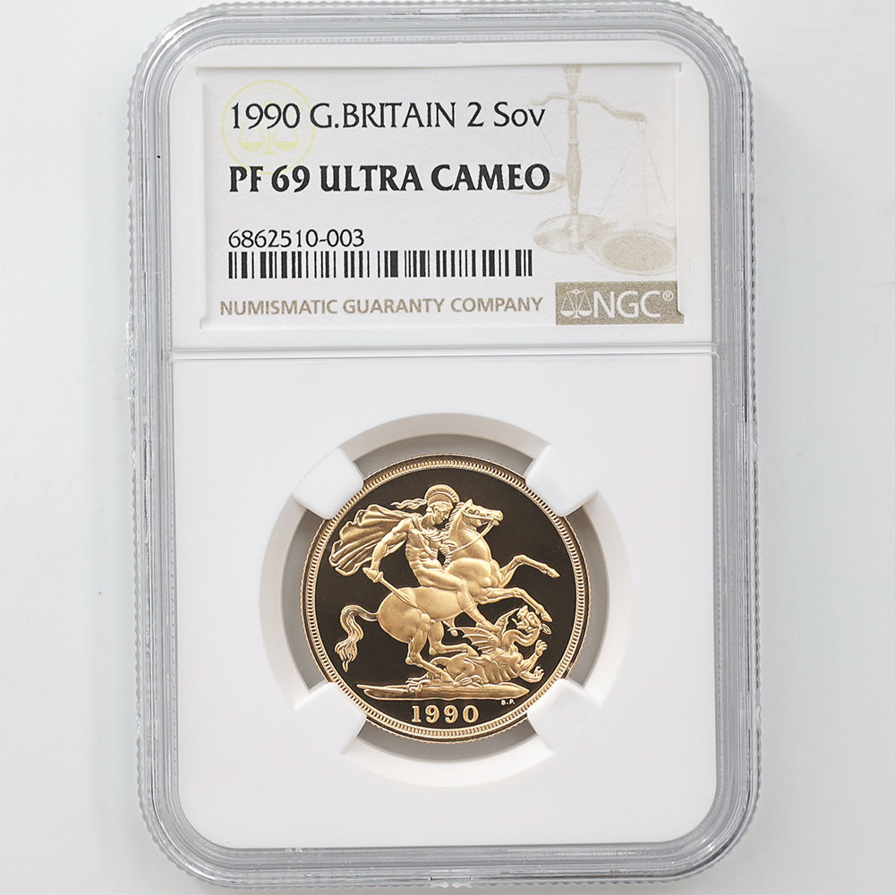 1990 英国 エリザベス2世 ソブリン 2ポンド（2ソブリン）金貨