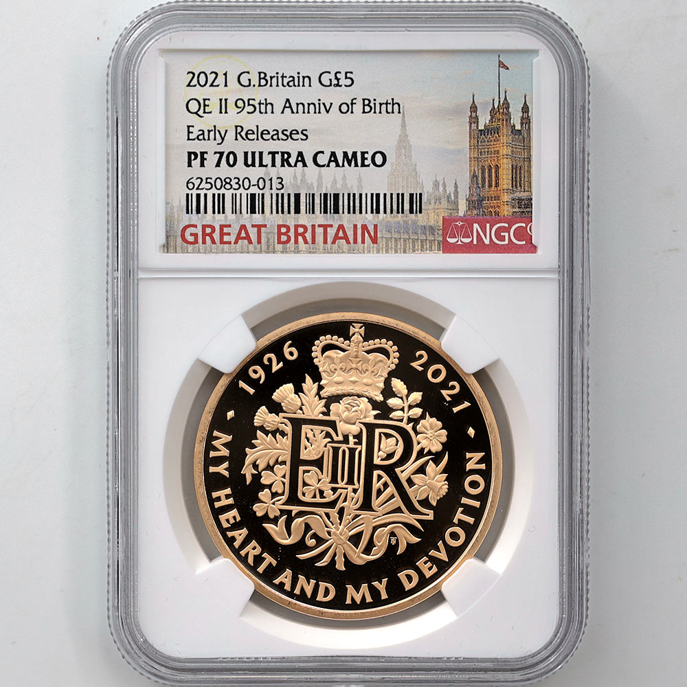 2021 英国 女王エリザベス2世 生誕95周年記念 5ポンド 金貨 プルーフ