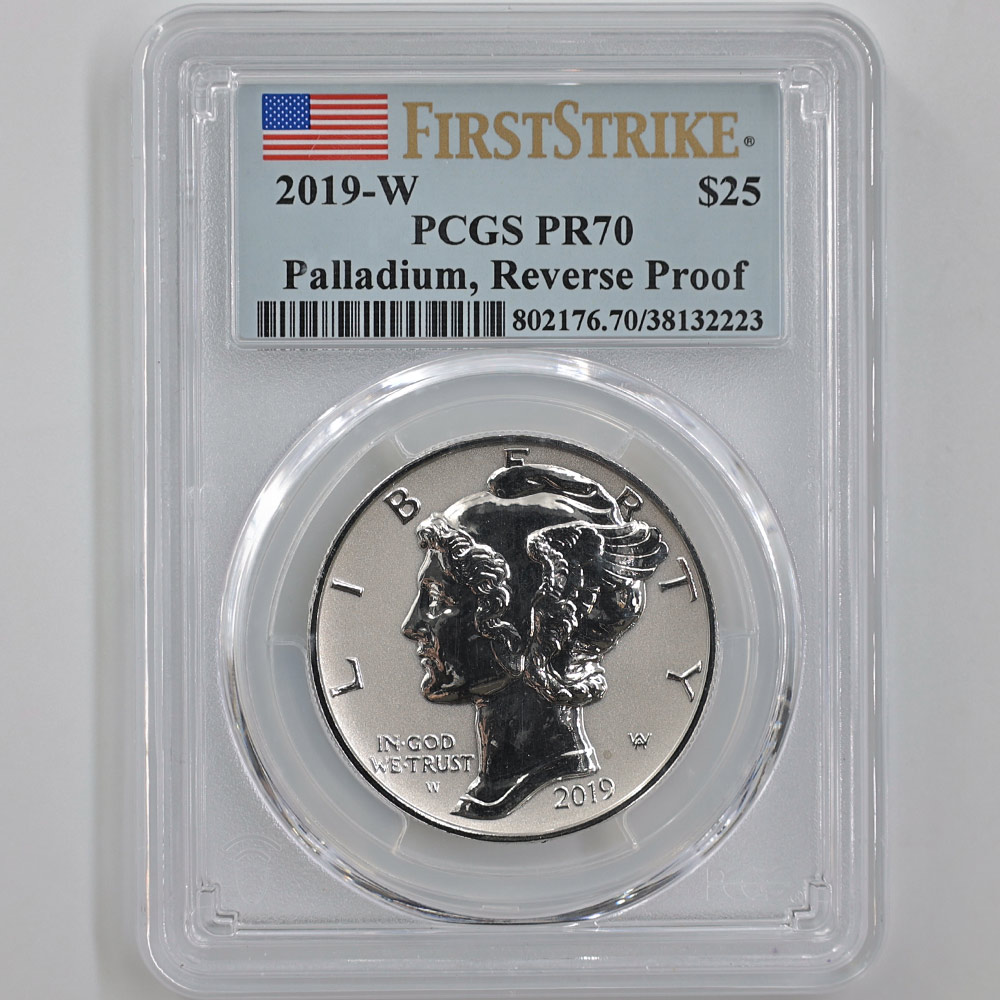 2019 アメリカ イーグル 25ドル パラジウム貨 1オンス リバースプルーフ PCGS PR 70 FS 初鋳版 最高鑑定 自由の女神 リバティ  | 米国,米国 パラジウム貨 | 株式会社世界コイン