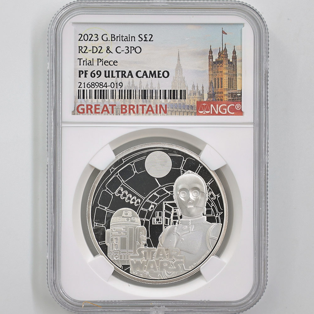 2019年英国 ロンドン塔 銀貨 NGC PF 69 UC 【元箱・説明書付き】 試鋳貨 2023 英国 スター・ウォーズコレクション R2-D2とC-3PO 2