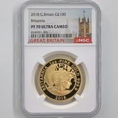 2018 �ѹ� ��Ȥ����� �֥꥿�˥� 100�ݥ�� ��� 1���� �ץ롼�� NGC PF 70 UC �ǹ���� ����̤������ �����ꥹ ���