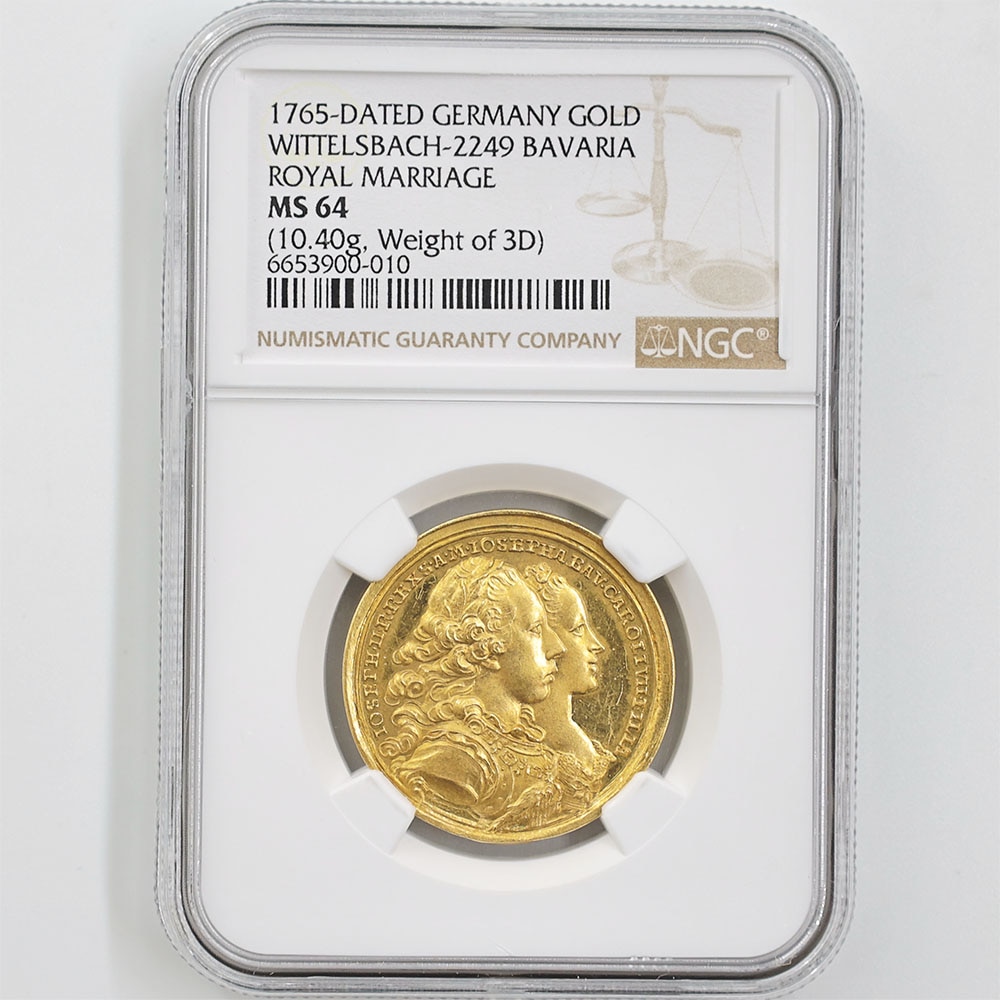 保留中 委託販売 1765 ドイツ バイエルン 王室婚礼記念 金メダル NGC