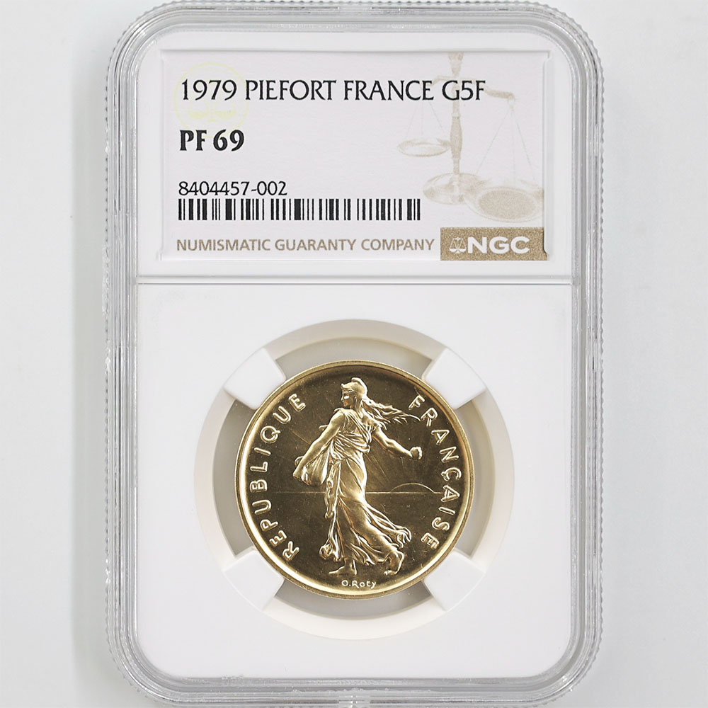 1979 フランス 種を蒔く女神 5フラン ピエフォー 金貨 プルーフ NGC PF