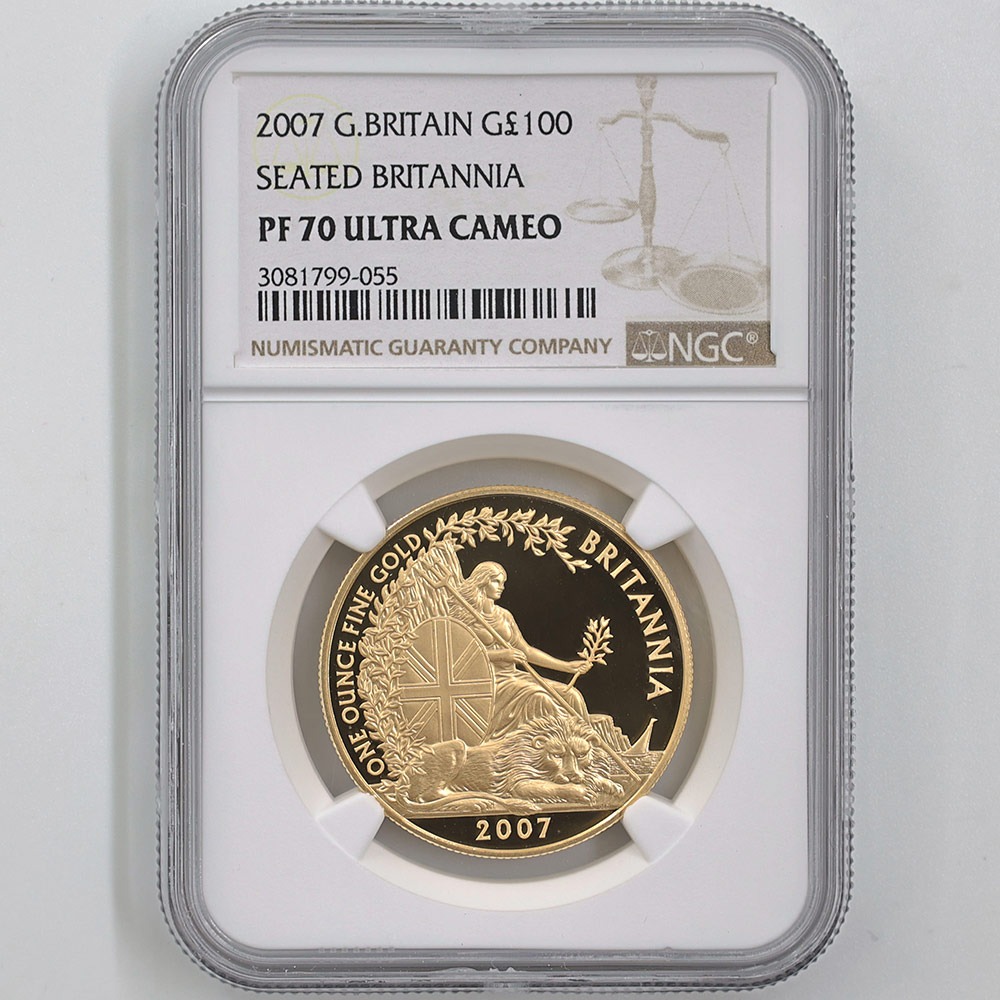 委託販売 2007 英国 シーテッドブリタニア 100ポンド 金貨 1