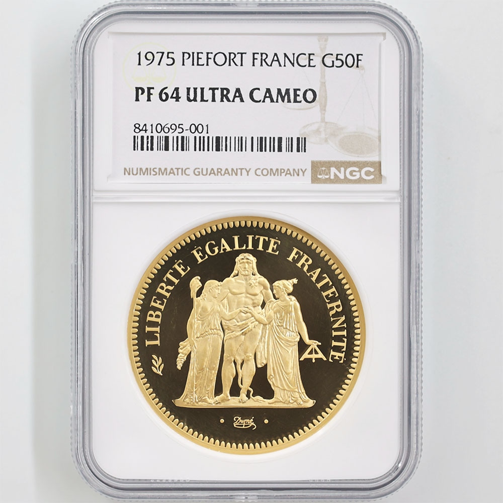 1975 フランス ヘラクレス 50フラン ピエフォー 金貨 プルーフ NGC PF