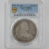 1751 ɥ ץեġ᥺ĥХå 롦ƥɡ 1顼  PCGS MS 61 ǹ ̤