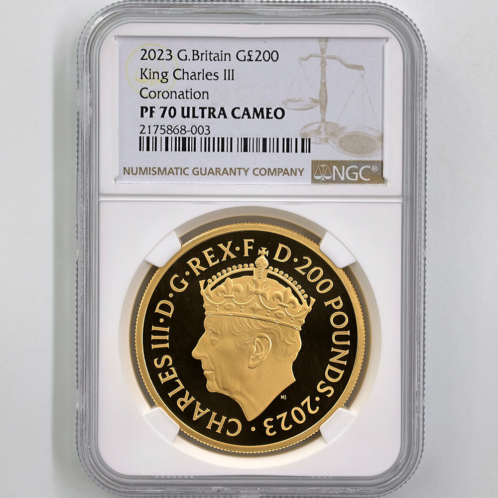 2023 英国 チャールズ3世 戴冠式 200ポンド 金貨 2オンス プルーフ NGC
