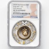 2022 オーストラリア ジングルベル 2ドル カラー銀貨 2オンス 金メッキ