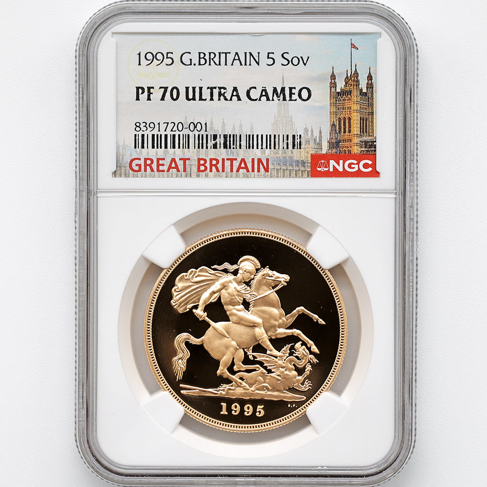 1995 英国 エリザベス2世 ソブリン 5ポンド（5ソブリン）金貨 プルーフ