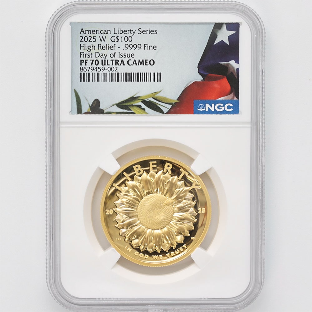 2025 アメリカ リバティ ハイレリーフ 100ドル 金貨 1オンス NGC PF 70