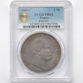 1866 �ɥ��� �ץ륷������ ������إ��1�� 2�����顼 �ץ롼�� ��� PCGS PR 64 �ǹ���� ̤���ѡ�����̤������