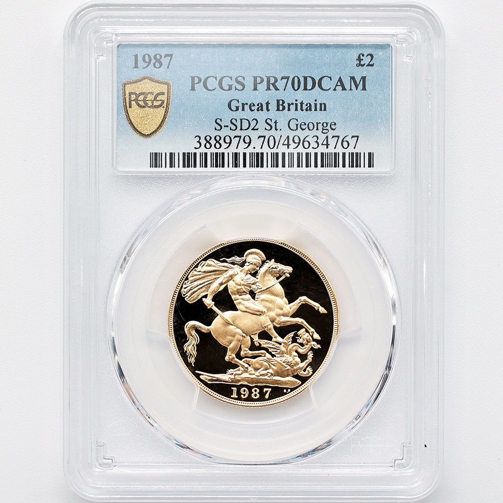 委託販売 1987 英国 エリザベス2世 ソブリン 2ポンド 金貨 プルーフ