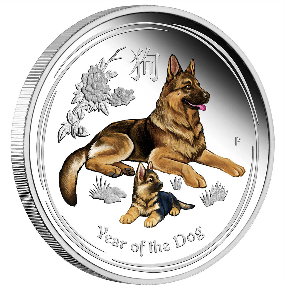 セール 2018 オーストラリア 干支 戌年狗図 1豪ドル カラー銀貨 1