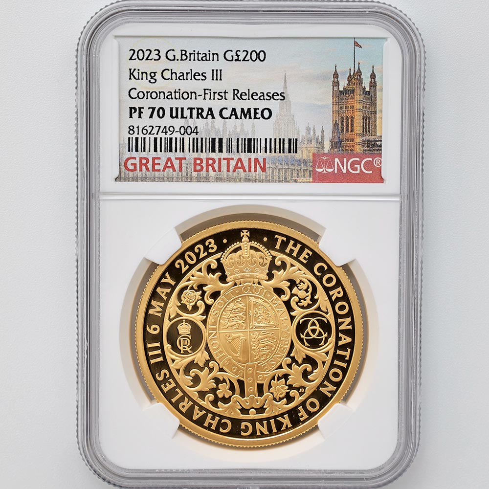 2023 英国 チャールズ3世 戴冠式 200ポンド 金貨 2オンス プルーフ NGC