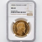 1858A �ե�� �ʥݥ쥪��3�� 100�ե�� ��� NGC MS 63 ̤������