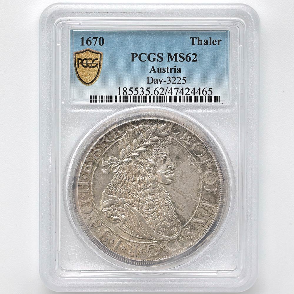 委託販売 1670 オーストリア レオポルト1世 1ターラー 銀貨 PCGS MS 62