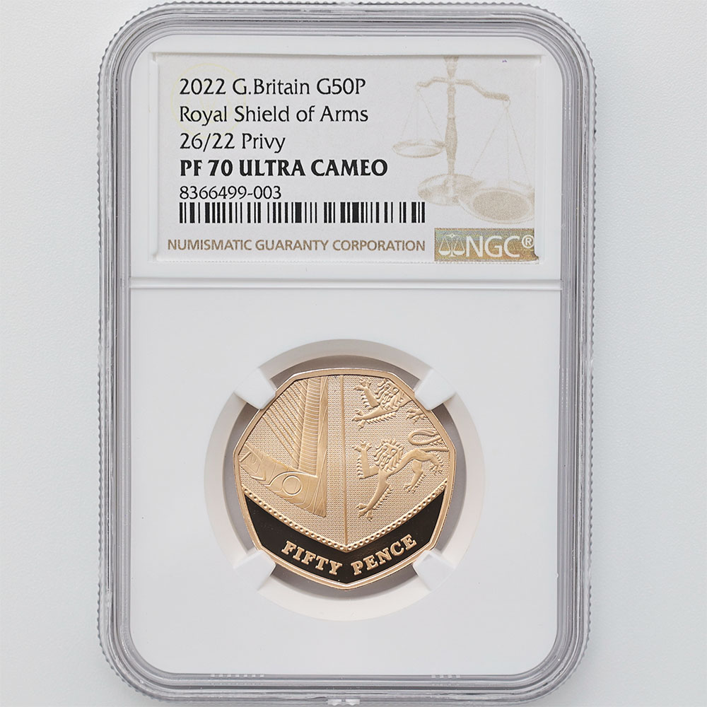 委託販売 2022 英国 エリザベス2世 王室の盾 50ペンス 金貨 プルーフ