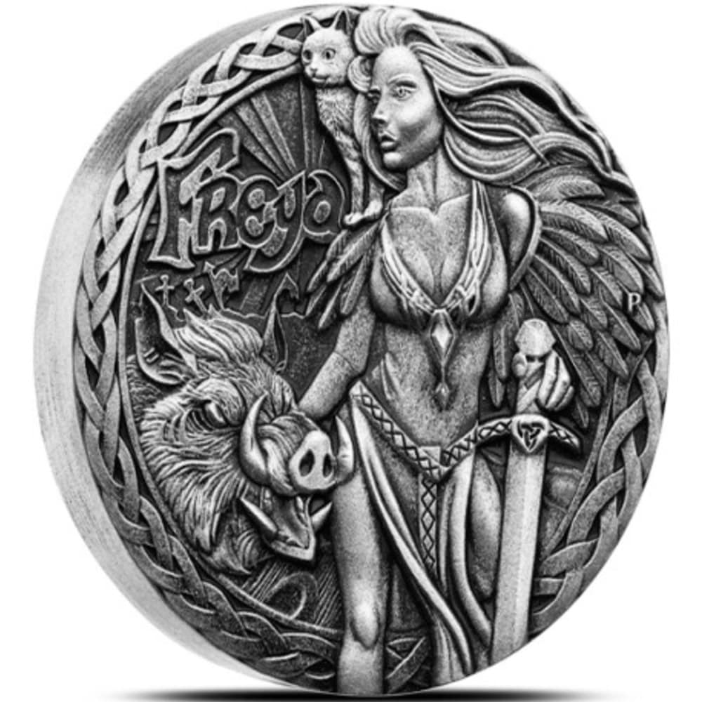 セール 2017 ツバル ハイリレーフ 北欧の女神 フレイヤ 2オンス 銀貨